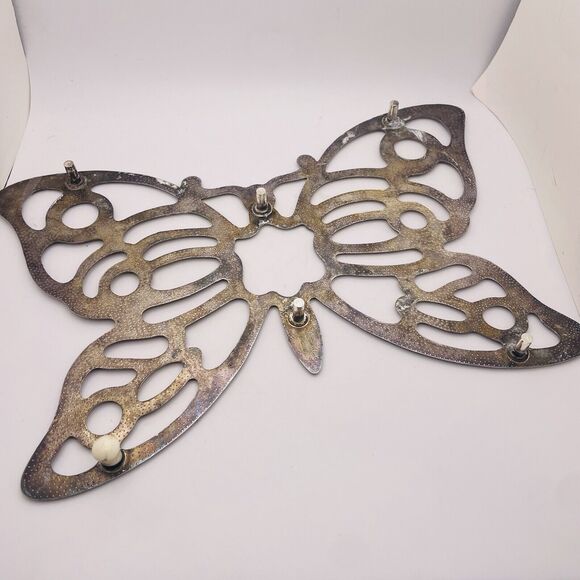 Trivet Butterfly Wall Art Silver Plate Leonard Made In Italy Set Of Two Footed - Picture 4 of 6
